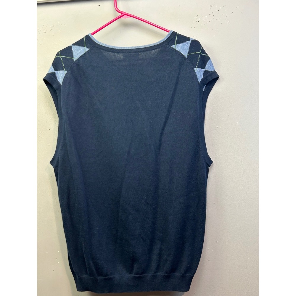 Cutter & Buck Sweater Vest Mens Large Blue Argyle V-Neck Cotton Sleeveless Knit - Picture 2 of 10
